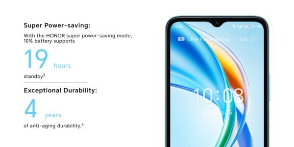 HONOR X5b Plus, Dual SIM, Ocean Blue, 4 GB RAM, 128 GB, 4G – Middle East Version.