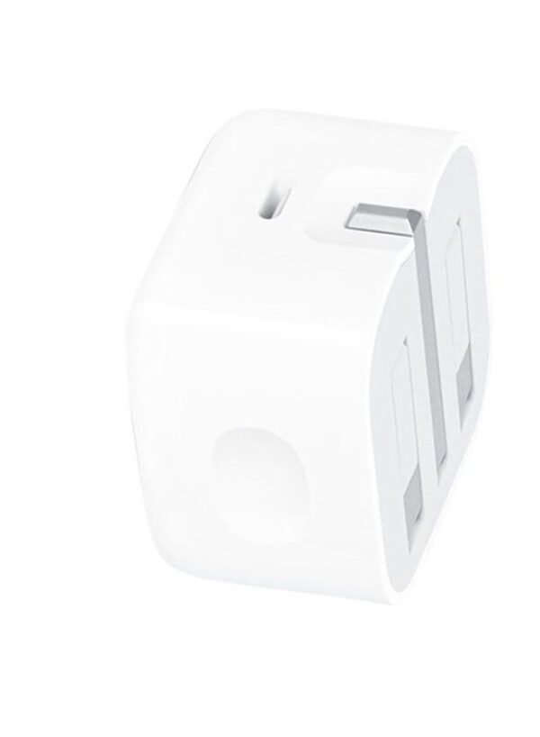 محول طاقة بقابس ثلاثي بمنفذ USB C بقدرة 20 وات أبي (1) Apple 20W USB-C Triple-Pin Power Adapter, White (Original iPhone Charger), White.