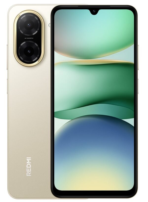 Redmi A5 Phone, Dual SIM, Sandy Gold color, 4 GB RAM, 128 GB internal storage, and 4G support – Global Version.